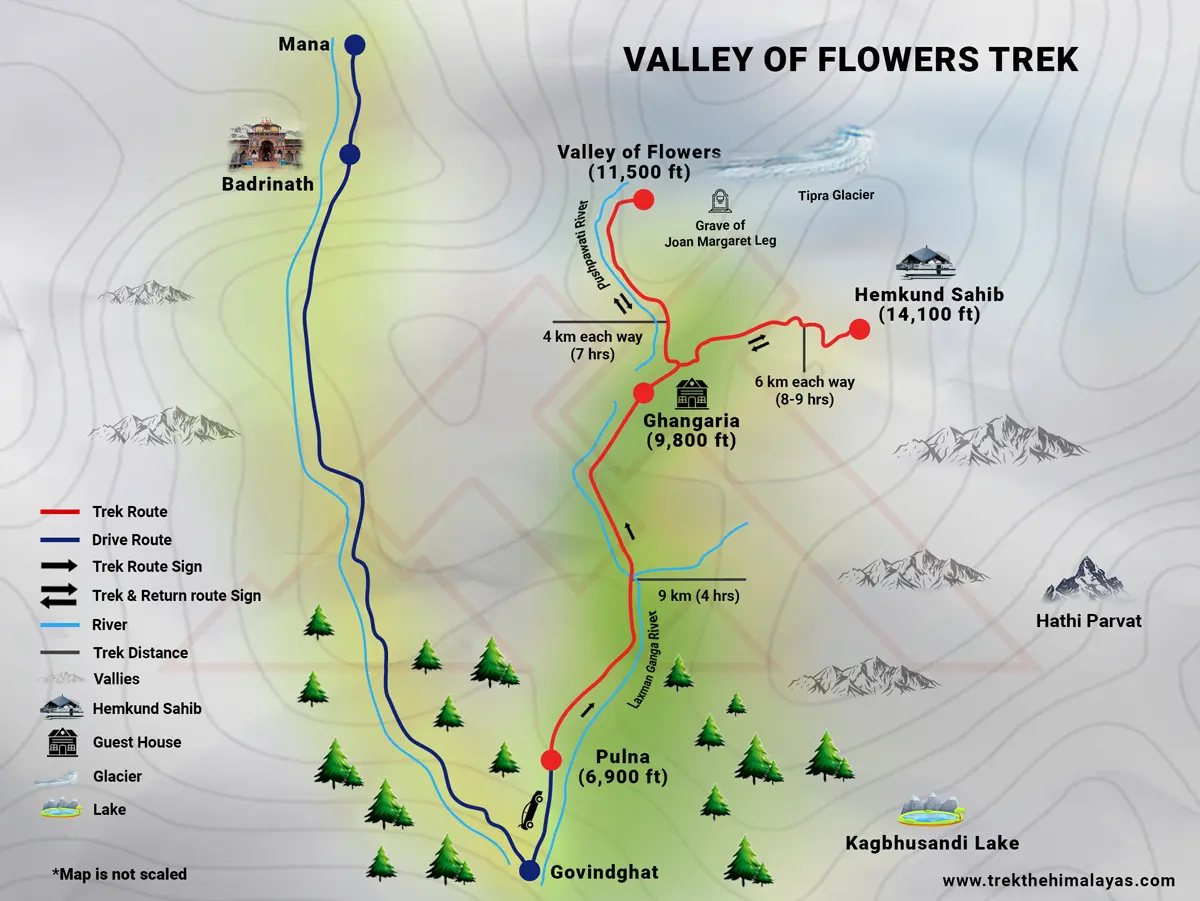 Valley of Flowers Trek    Maps